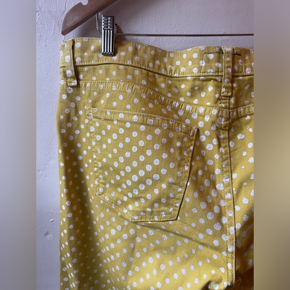 Current/Elliot The Stiletto Pant Lemongrass Mustard Polka Dot Shinny Jean - Picture 4 of 7
